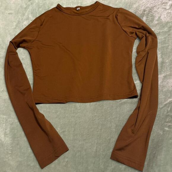 SHEIN Tops - Brown Cropped Long Sleeve Top -M